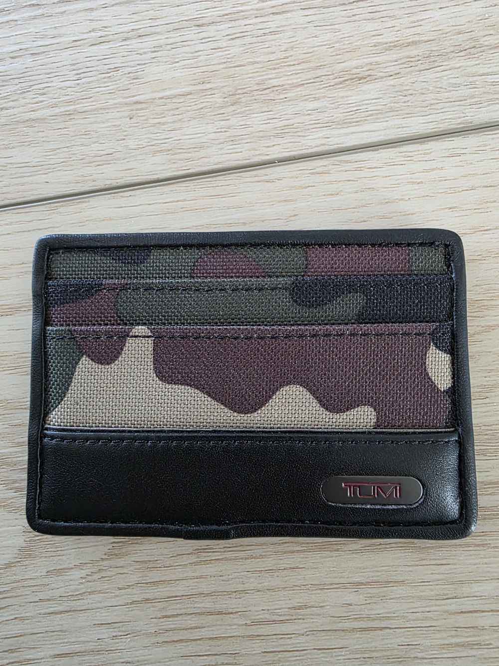 Tumi Camouflage Slim Card Case — Black, Green & Brown